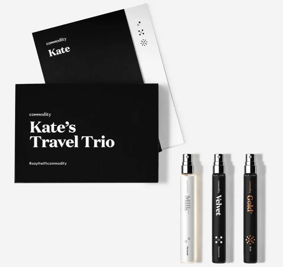 Commodity Kates rejse trio parfumesæt 3x10 ml lagdeling