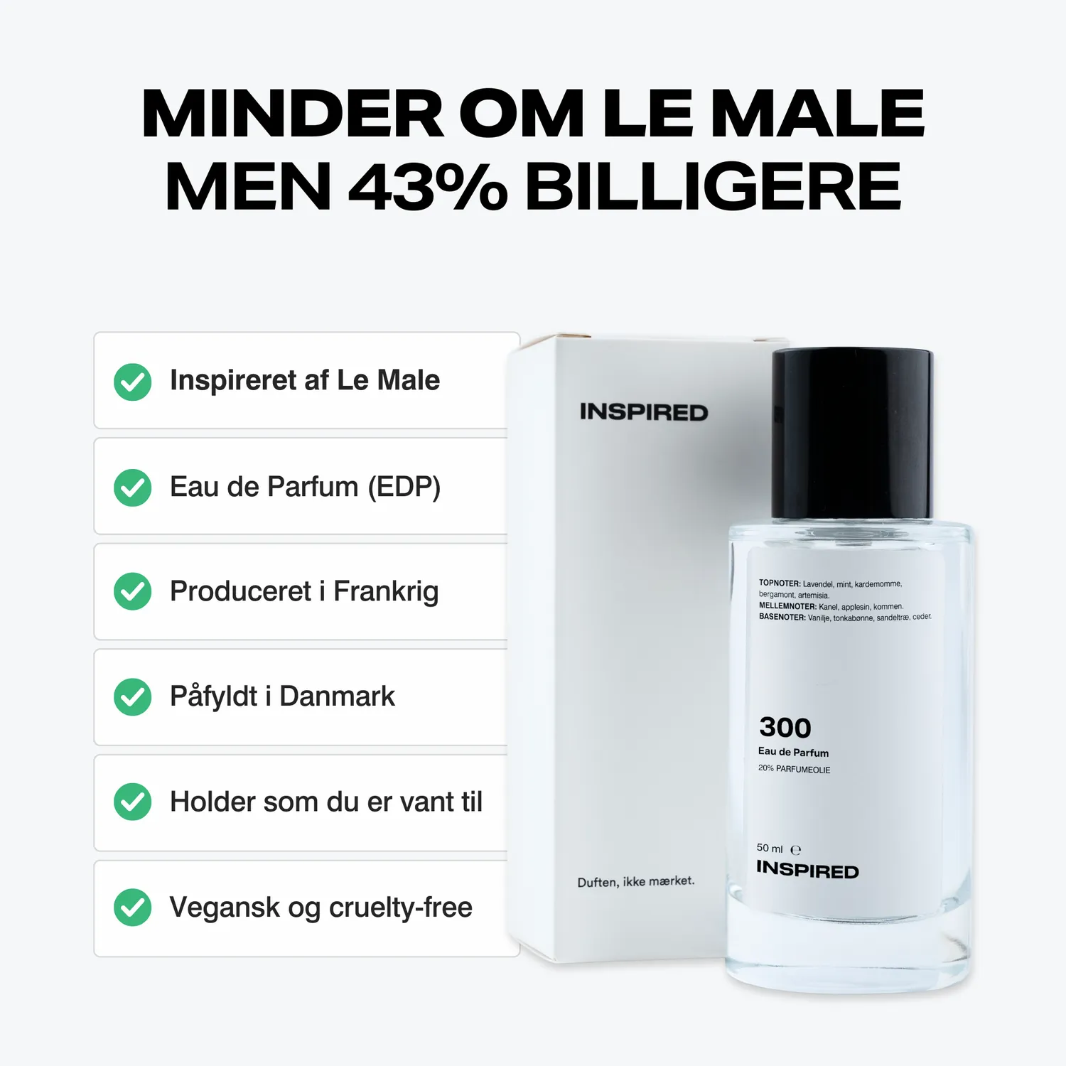 Inspired Parfume 300 parfume til mænd vanilje