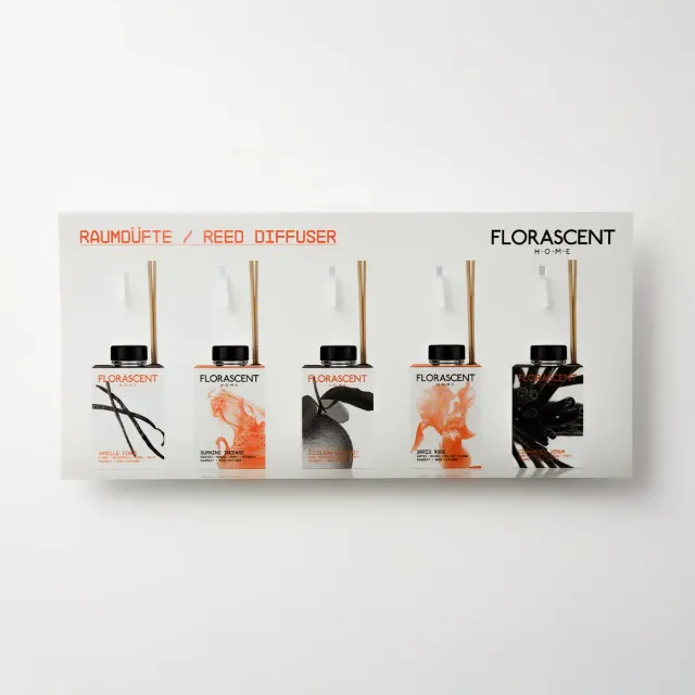 Florascent The Cubes rumduft prøvesæt 5 stk træ